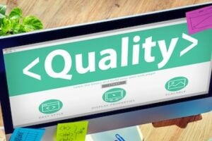 The word "Quality" on a computer screen
