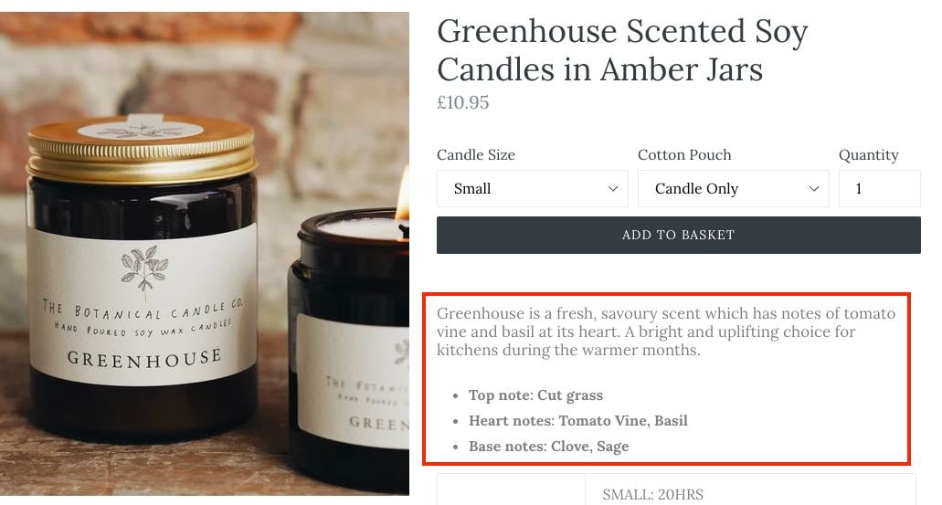 Screenshot of product page for Greenhouse-Scented Candle Screenshot of product page for Greenhouse-Scented Candle