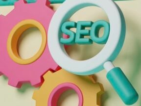 Illustration of the letters S E O next to gears