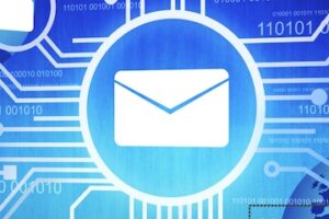 Illustration of an email-envelope on a digital backgroun