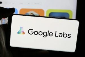 Google Lab's logo on a smartphone