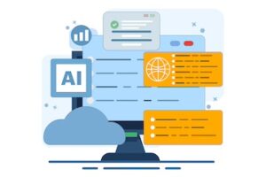 Illustration of an AI concept superimposed on a computer screen