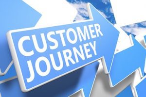Illustration of the words "Customer Journey" on an arrow