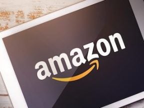 Amazon logo on a tablet screen