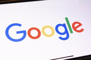 Google logo on a computer tablet