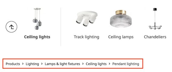 Screenshot of an Ikea product category page