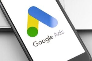 Google Ads logo on a smartphone