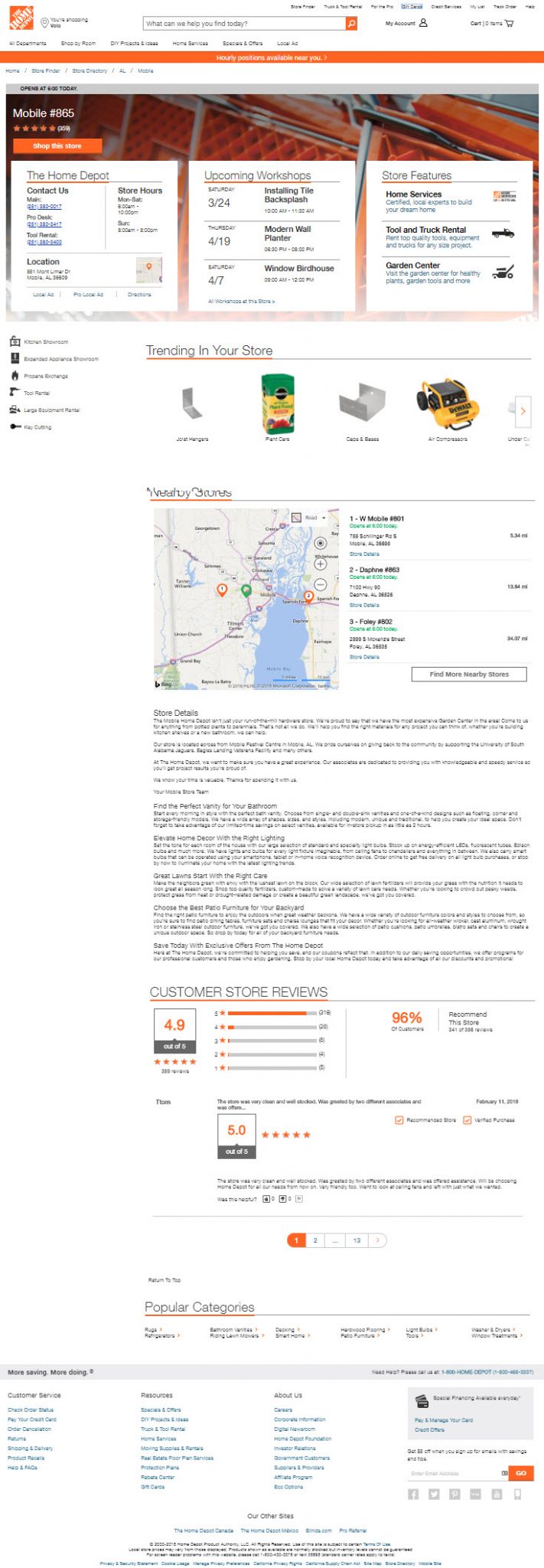 Store location detail pages require locally unique content.