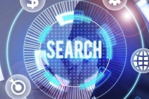 Illustration of the word "Search" on top of digital concepts