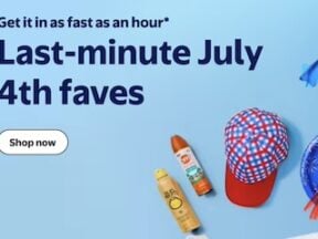 Screenshot from Walmart's home page reading "Last-minute July faves"