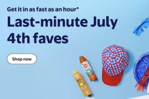 Screenshot from Walmart's home page reading "Last-minute July faves"