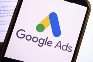 Google Ads logo on a smartphone
