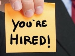You're hired sticker