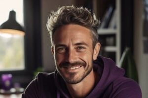 Image from Assureful of a male by a laptop computer