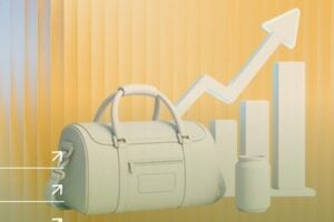 Image from Pietra of a purse next to a rising graph