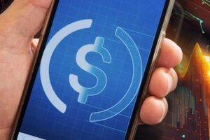 Slablecoin logo on a smartphone