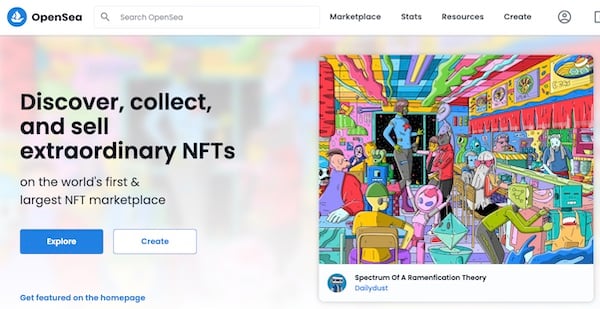 Screenshot from OpenSea.io of a NFT for sale.