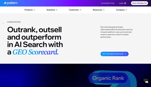 Web page for Pattern's GEO scorecard Web page for Pattern's GEO scorecard