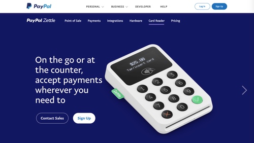 Home page of PayPal Zettle