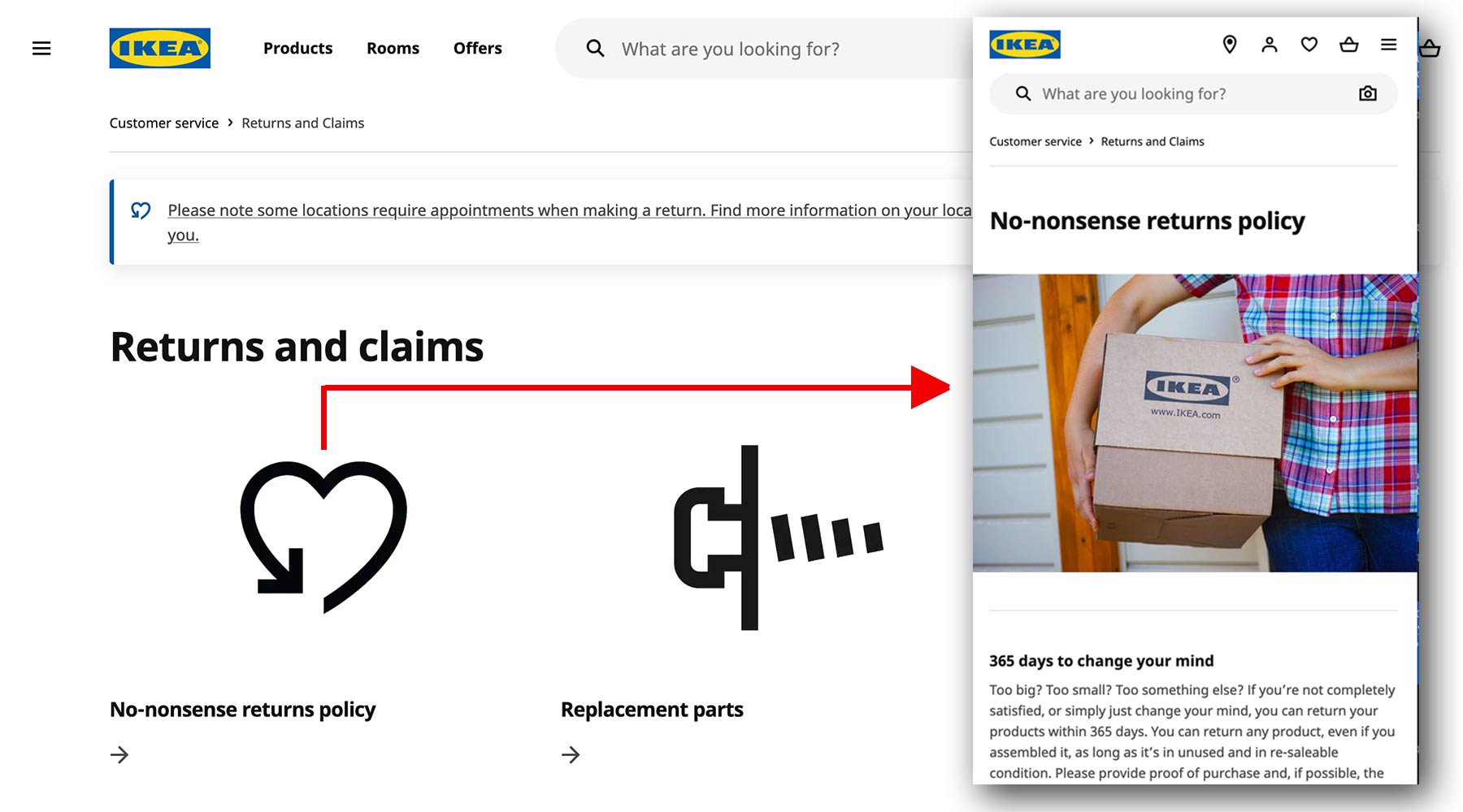 IKEA's easy to understand returns and exchanges page IKEA's easy to understand returns and exchanges page