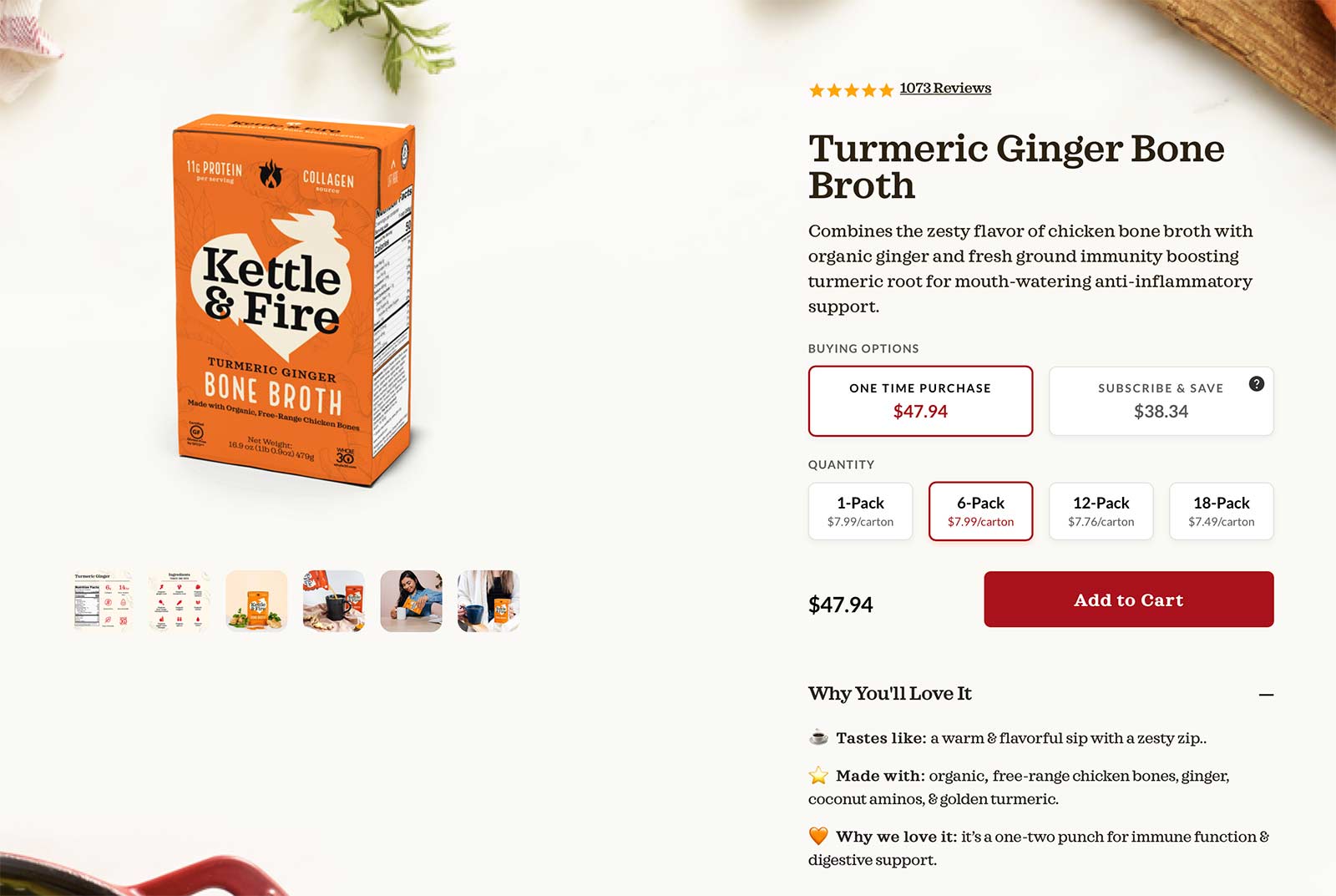 Kettle & Fire product page Kettle & Fire product page