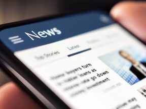 Smartphone screen showing a hypothetical news site
