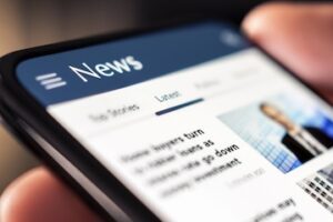 Smartphone screen showing a hypothetical news site