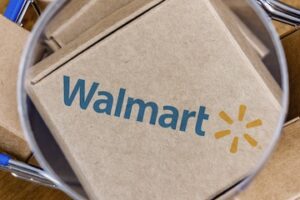 Walmart logo on a shipping box