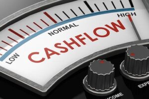 Illustration of a gauge reading "Cashflow"