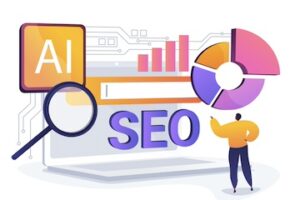 Illustration of S E O beside a chart