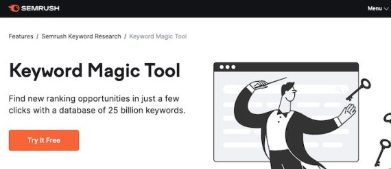 Web page for Semrush Keyword Magic Tool Web page for Semrush Keyword Magic Tool