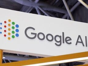 Signage from a conference reading "Google AI"