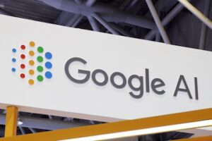 Signage from a conference reading "Google AI"