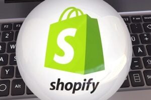 Shopify logo on a keyboard