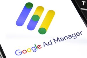 Google Ad Manager logo on a smartphone