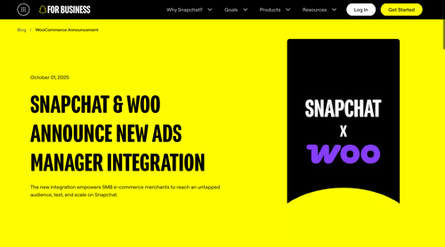 Web page by Snap announcing the Woo integration Web page by Snap announcing the Woo integration