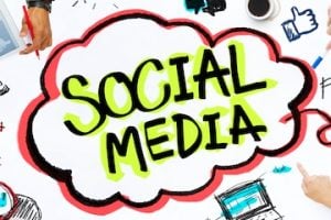 Illustration of the words "Social Media" on a cloud concept