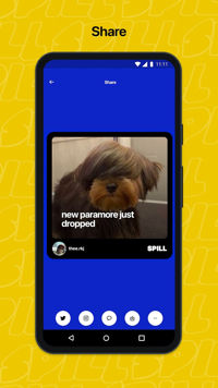 Home page of Spill on a mobile screen Home page of Spill on a mobile screen