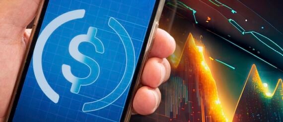 Stablecoin logo on a smartphone screen Stablecoin logo on a smartphone screen