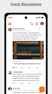 Home page of Substack on a mobile screen Home page of Substack on a mobile screen