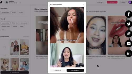 Screenshot of a page on TikTok Symphony Screenshot of a page on TikTok Symphony
