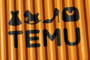 Temu logo on the side of a shipping container