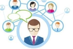 Illustration of people connected online