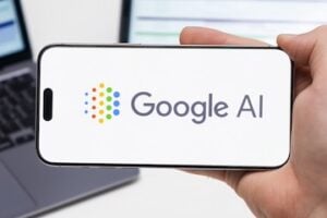 Google AI logo on a smartphone screen