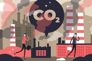 Illustration of factories with smoke