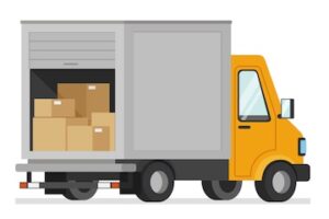 Illustration of a truck with packages inside
