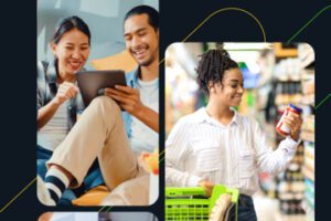 Image from Syndigo of two females and a male while shopping