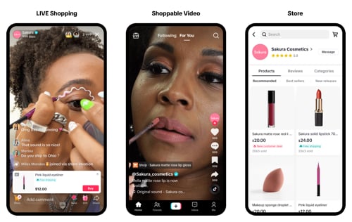 Example stores on TikTok shop Example stores on TikTok shop
