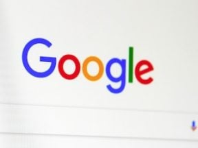 Google search page on a laptop screen