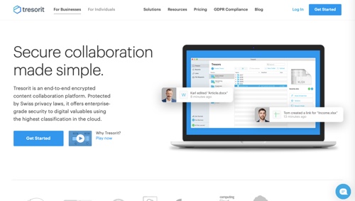 Home page of Tresorit